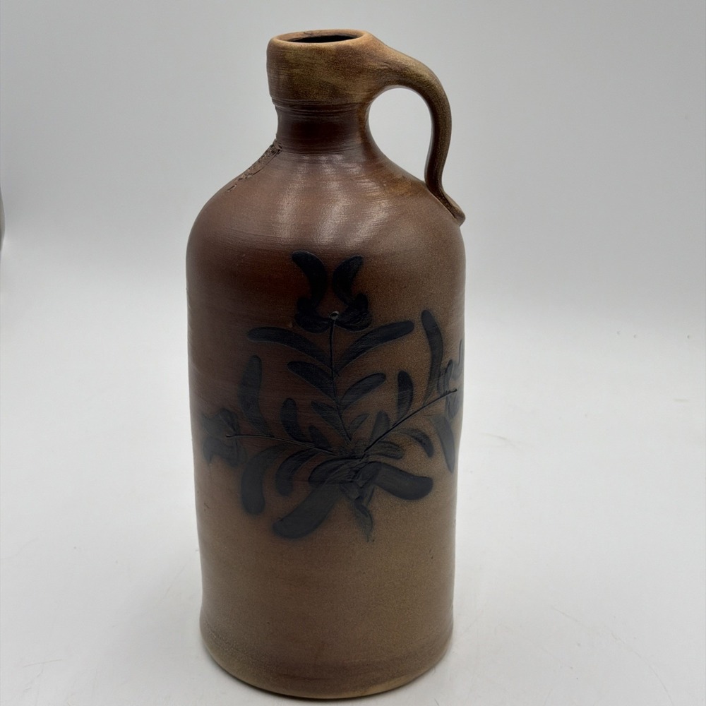 Maple City Pottery Stoneware Jug 2000 Salt Glaze Cobalt Blue Decorated *READ*